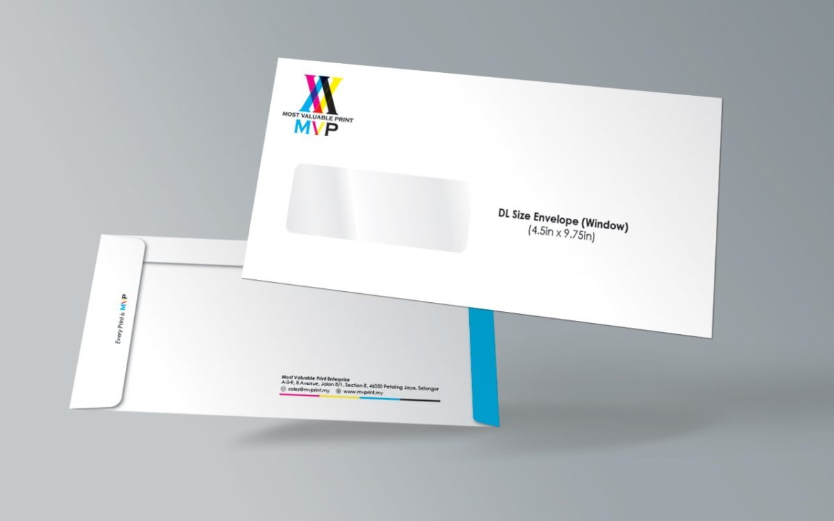 DL Envelope (4.5in x 9.75in) - Window 1 DL Size Envelope Mock up window
