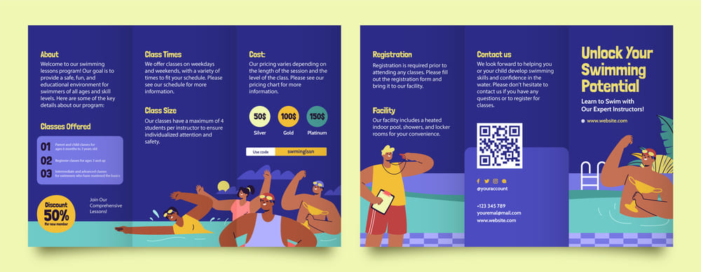 Sample of brochure template with QR code
