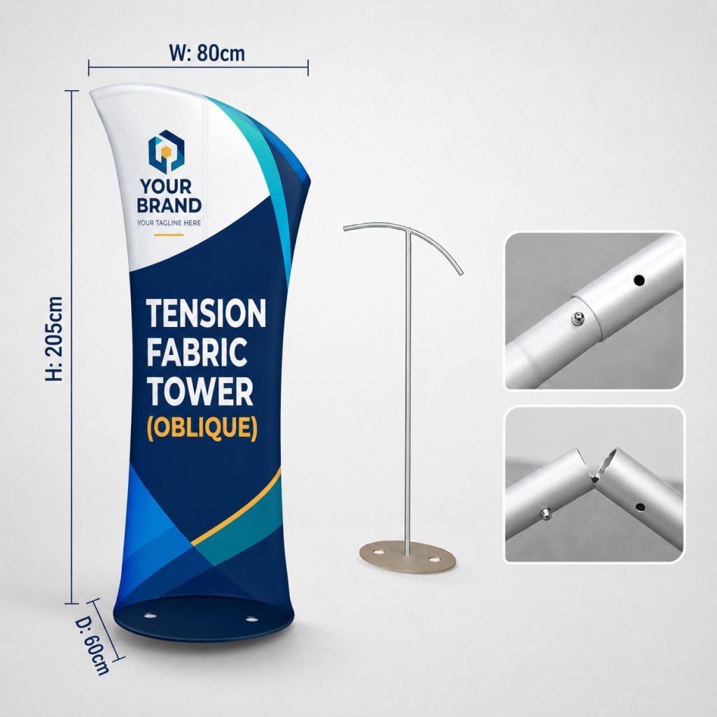 tension fabric tower oblique